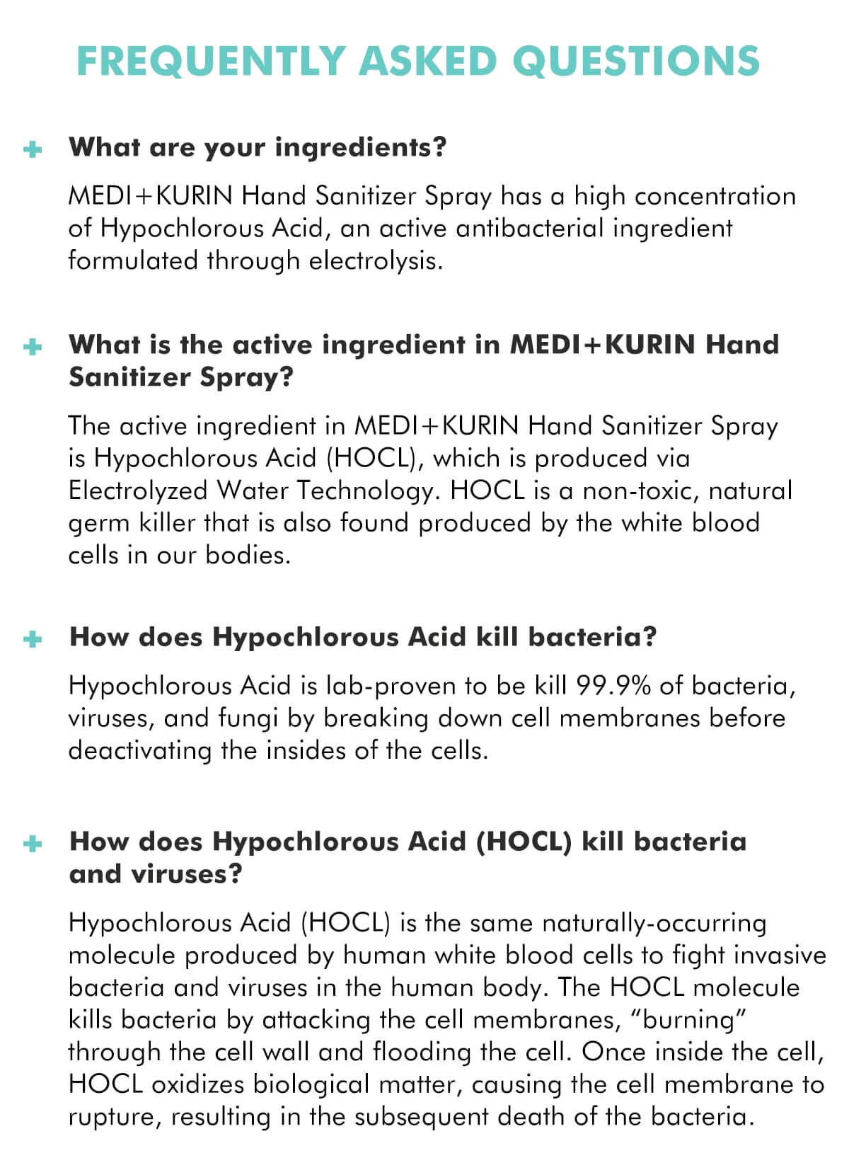 MEDI+KURIN HOCl Hand Sanitizer Spray