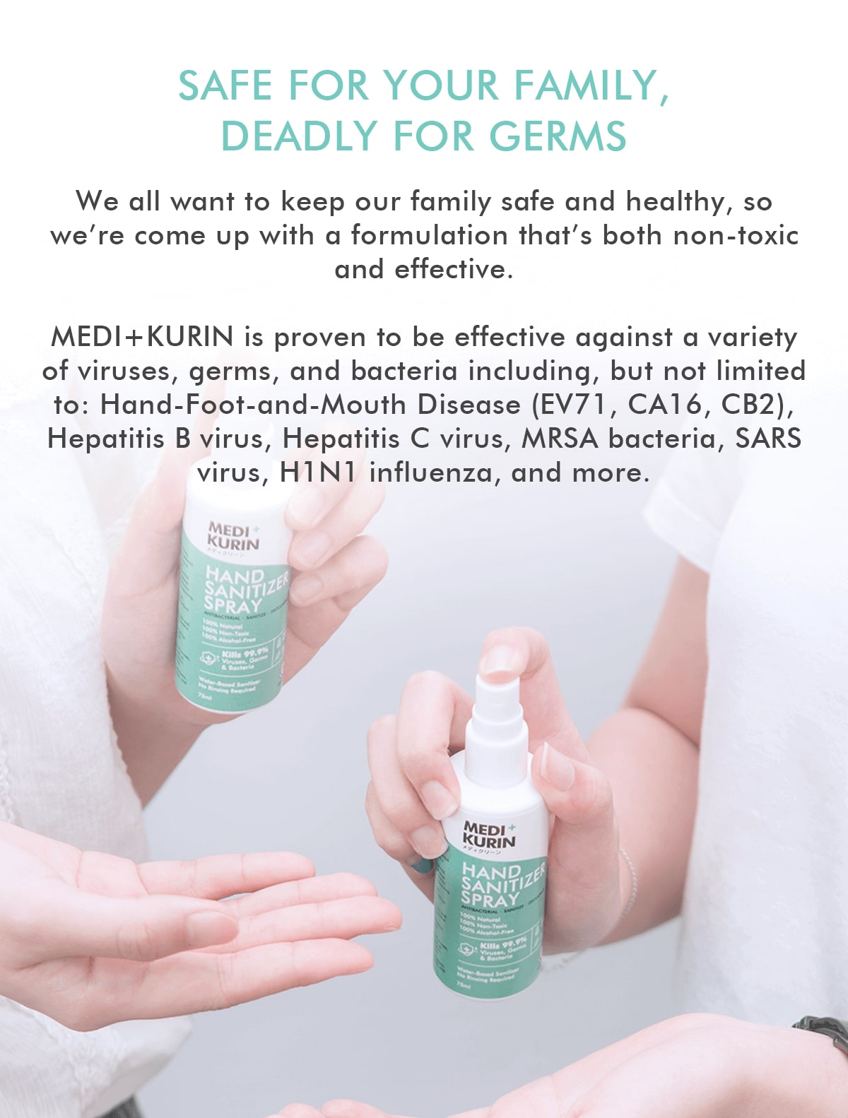 MEDI+KURIN HOCl Hand Sanitizer Spray