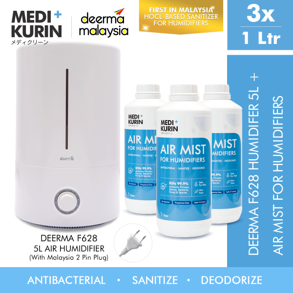 MEDI+KURIN HOCL Air Mist [3x1 Liter] + DEERMA F628 Air Humidifier