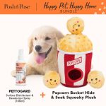 MEDI+KURIN PettoGard Surface Disinfectant and Deodorizer Spray +Popcorn Bucket Hide & Seek Plush Toy Bundle
