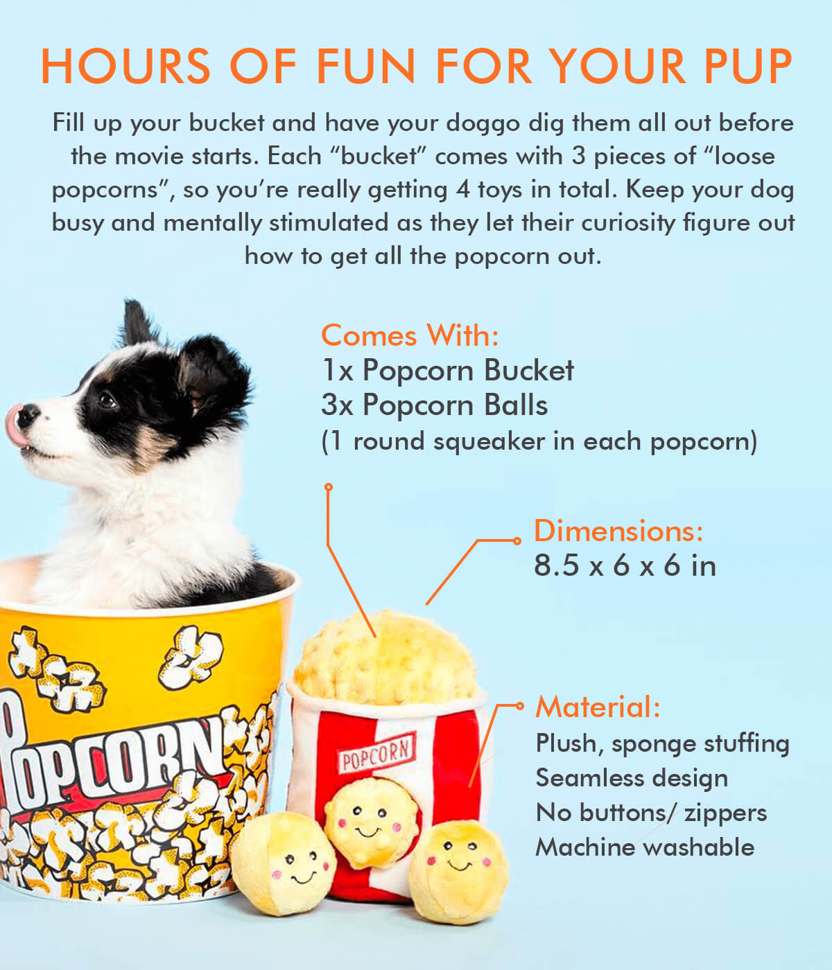 PettoGard Surface Disinfectant and Deodorizer Spray +Popcorn Bucket Hide & Seek Plush Toy Bundle