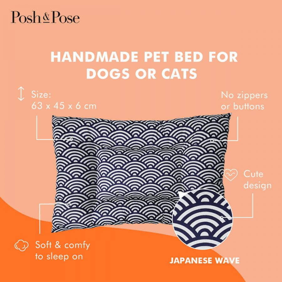 MEDI+KURIN PettoGard Surface Disinfectant and Deodorizer Spray + Handmade Pet Bed Japanese Waves Bundle